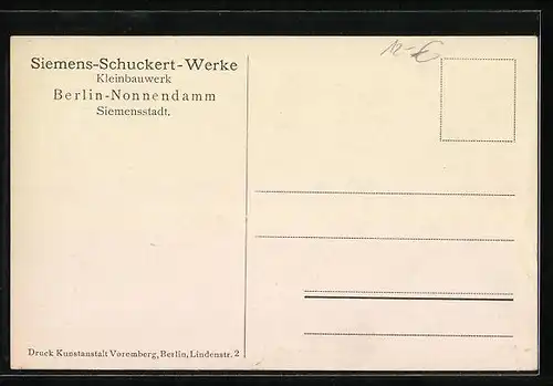 AK Berlin-Siemensstadt, Siemens-Schuckert-Werke, Kleinbauwerk