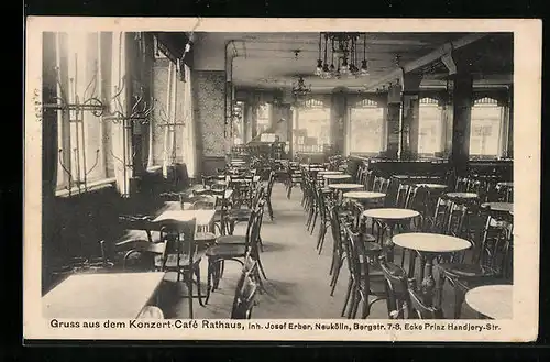 AK Berlin-Neukölln, Konzert-Café Rathaus, Bergstr. 7-8, Ecke Prinz Handjery-Str.