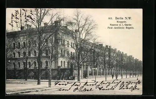 AK Berlin-Tiergarten, Kruppstrasse, Kaserne d. 1. Garde-Feld-Artillerie-Regmts.