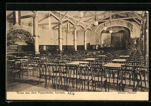 AK Berlin-Moabit, Grosser Festsaal im Patzenhofer, Turmstrasse