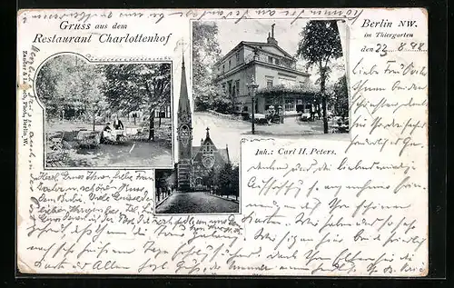 AK Berlin-Tiergarten, Restaurant Charlottenhof, Inh.: Carl H. Peters