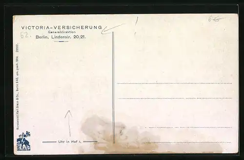 AK Berlin-Kreuzberg, Kunstuhr im Hof der Victoria-Versicherung, Lindenstrasse 20 /21