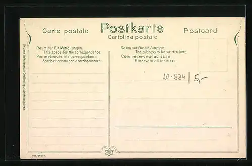 Künstler-AK Berchtesgaden, Hotel u. Pension zur Post gegen den Watzmann