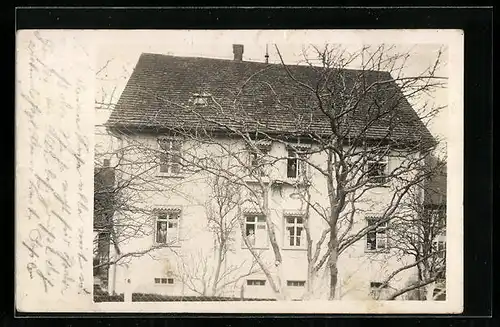 AK Deggingen, Gebäudeansicht mit Bäumen