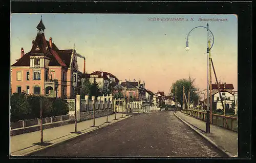 AK Schwenningen a. N., Teilansicht mit Bismarckstrasse
