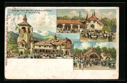 Lithographie Hamburg, Gasthaus Bergfahrt in Tirol