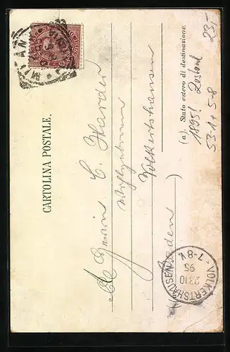 Vorläufer-Lithographie Milano, 1895, Ansicht vom Mailänder Dom