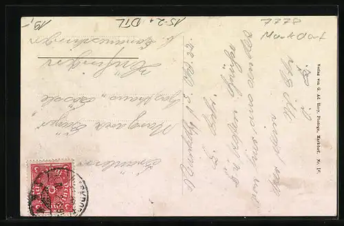 AK Markdorf, Zeppelin über der Ortschaft