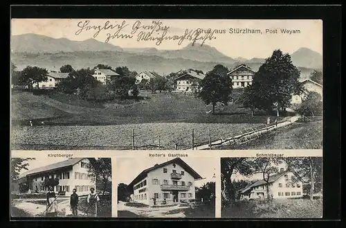 AK Stürzlham / Weyarn, Reiter`s Gasthaus, Kirchberger, Schmidbauer
