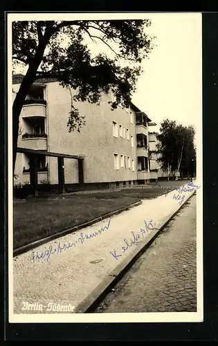 Foto-AK Berlin-Steglitz, Wohnhäuser an der Kelchstrasse Ecke Langensteiner Weg