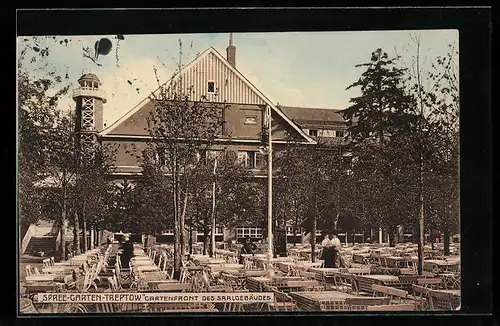 AK Berlin-Treptow, Restaurant Spree-Garten, Gartenfront des Saalgebäudes