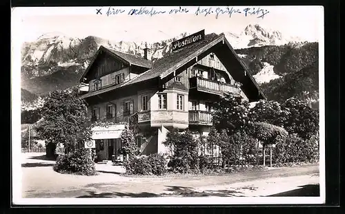 AK Garmisch, Gasthaus & Metzgerei Postillon