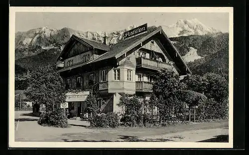 AK Garmisch, Gasthof und Metzgerei Postillon
