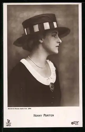 AK Schauspielerin Henny Porten mit Hut