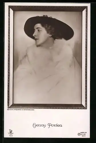 AK Schauspielerin Henny Porten mit Hut