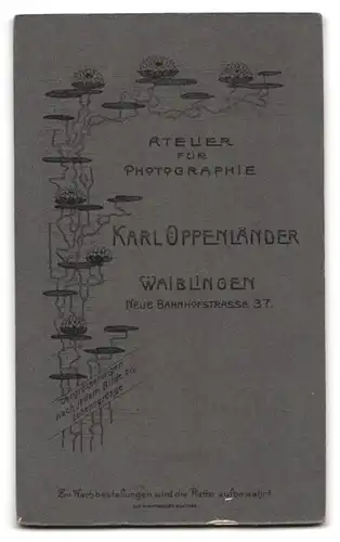 Fotografie Karl Oppenländer, Waiblingen, Neue Bahnhofstrasse 37, Junge Dame mit rundem Gesicht und Spitzenkragen