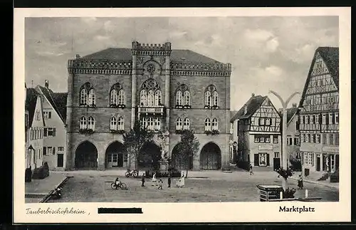 AK Tauberbischofsheim, Marktplatz mit Rathaus