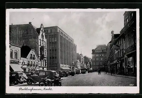 AK Recklinghausen, Strassenpartie am Markt