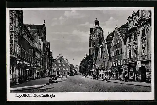 AK Ingolstadt, Theresienstrasse mit Hotel Adler