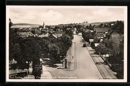 AK Bad Sachsa /Südharz, Hindenburgstrasse mit Foto-Haus Jordan