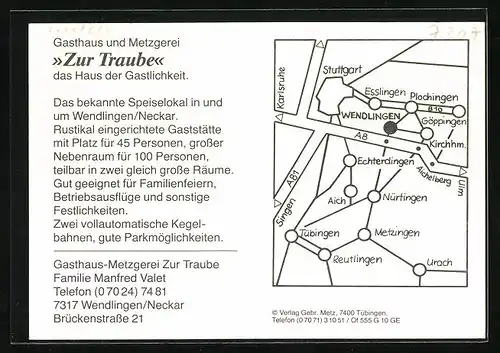 AK Wendlingen, Gasthof-Metzgerei Traube, Brückenstrasse 21