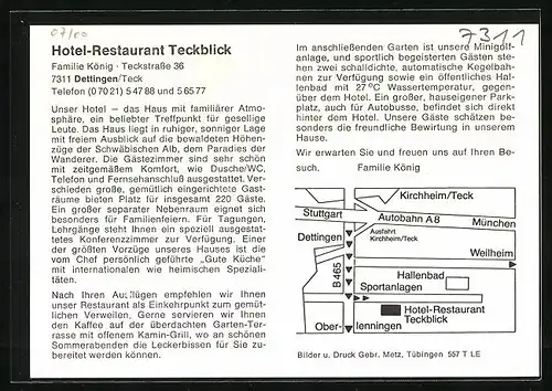 AK Dettingen /Teck, Hotel-Restaurant Teckblick