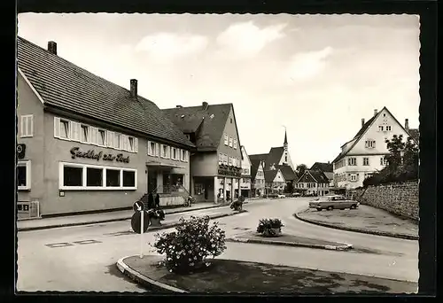 AK Weilheim, Strassenpartie mit Gasthof zur Post