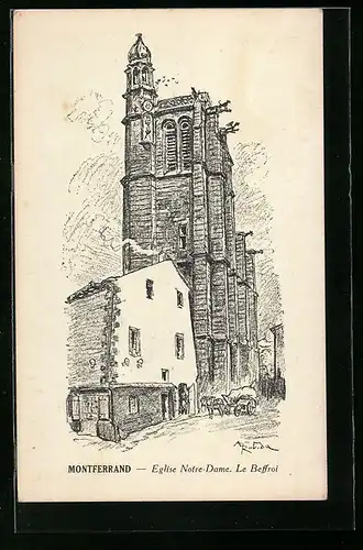 AK Montferrand, Eglise Notre-Dame, Le Beffroi