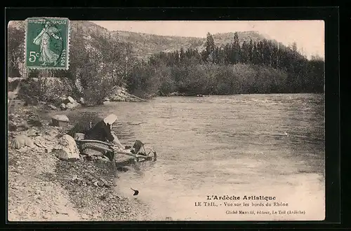 AK Le Teil, Vue sur les bords du Rhône