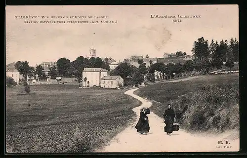 AK St-Agrève, Vue Générale et Route de Lacour, Station Estivale trés fréquentée