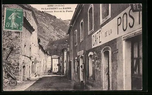 AK St-Laurent-les-Bains, La Grande Rue et la Poste