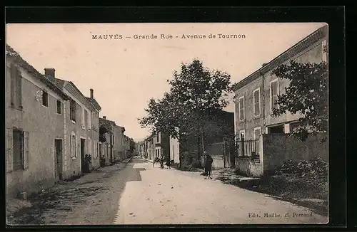 AK Mauves, Grande Rue, Avenue de Tournon