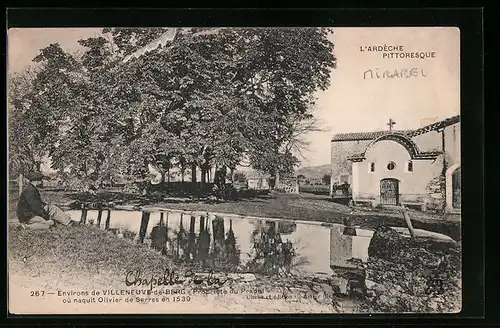 AK Villeneuve-de-Berg, Propriete du Pradel ou naquit Olivier de Serres en 1539