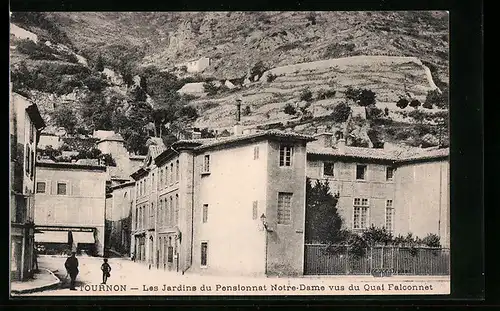 AK Tournon, Les Jardins du Pensionnat Notre-Dame vus du Quai Falconnet