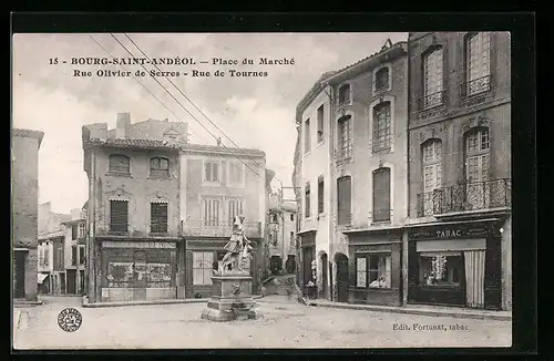 AK Bourg-Saint-Andéol, Place du Marché, Rue Olivier de Serres / Rue de Tournes