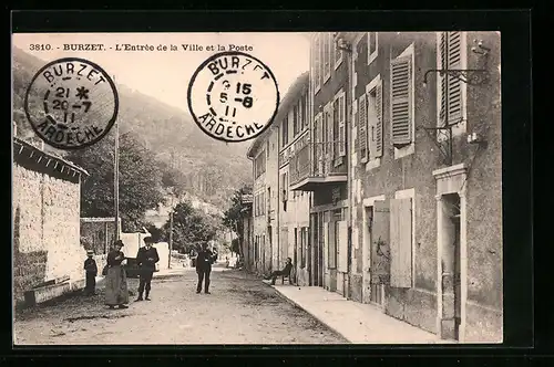 AK Burzet, L`Entrée de la Ville et la Poste