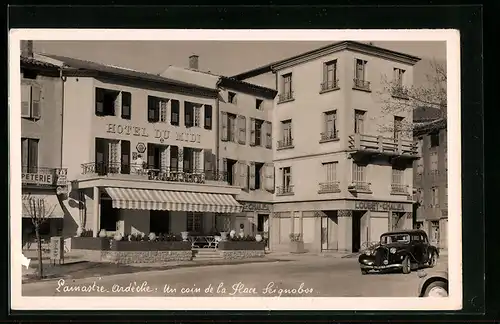 AK Lamastre, Un Coin de la Place Seignobos, Hotel du Midi