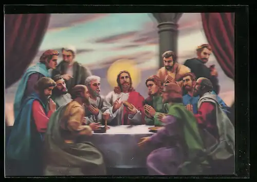 3D-AK Jesus mit Jüngern beim Abendmahl