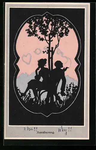 Künstler-AK Brüder Kohn (B.K.W.I) Nr.294-4: Annäherung von Mann und Frau auf der Bank