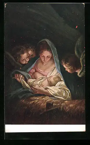 Künstler-AK Brüder Kohn (B.K.W.I) Nr.510-4: Maria mit dem Christuskind und Engeln