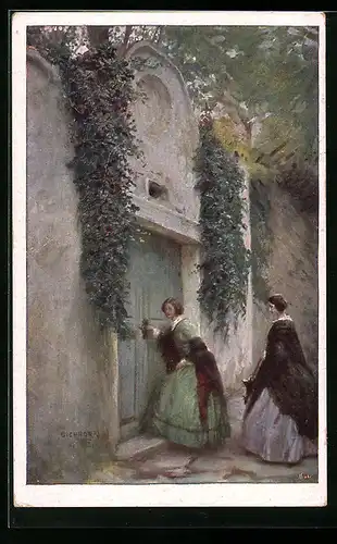 Künstler-AK Brüder Kohn (B.K.W.I) Nr.1609: Der Besuch von Leo B. Eichhorn