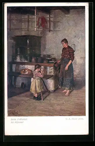 Künstler-AK Brüder Kohn (B.K.W.I) Nr.1751: Beim Frühstück von G. A. Hessl