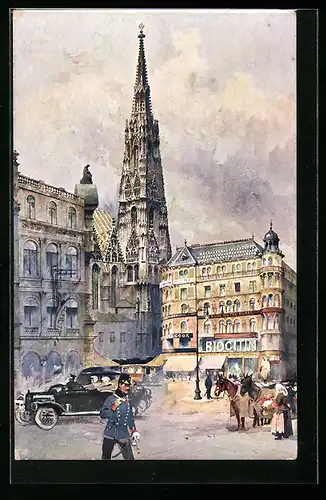 Künstler-AK Brüder Kohn (B.K.W.I) Nr.209-3: Wien, Der Stephansplatz