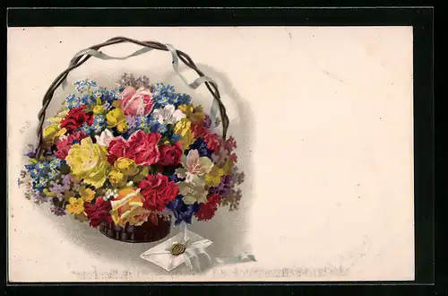 Künstler-AK Meissner & Buch (M&B) Nr. 2288: Bunte Blumen in einem Körbchen, Brief