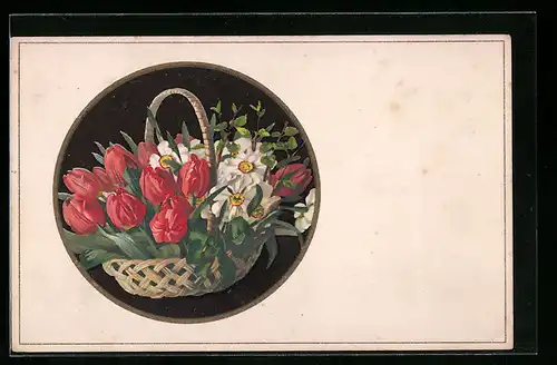 Künstler-AK Meissner & Buch (M&B) Nr. 2274: Tulpen in einem Körbchen