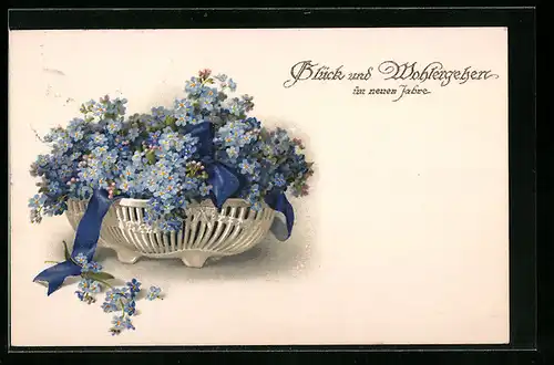 Künstler-AK Meissner & Buch (M&B) Nr. 2285: Vergissmeinnicht mit blauer Schleife