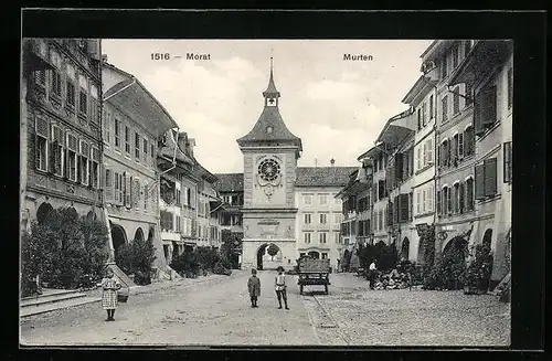 AK Morat, Strassenpartie mit Tor