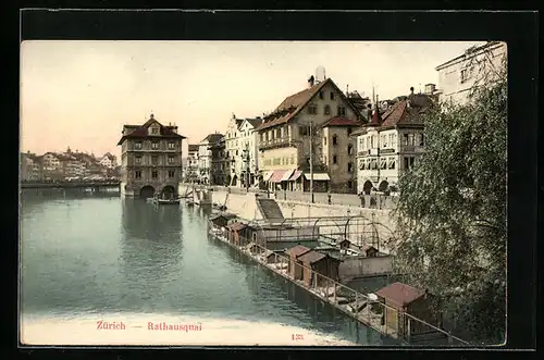 AK Zürich, Ansicht vom Rathausquai
