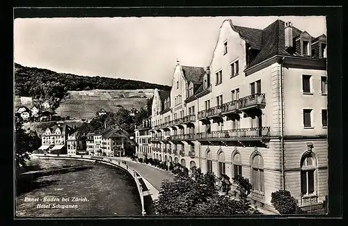 AK Ennet-Baden, Hotel Schwanen, Flusspartie
