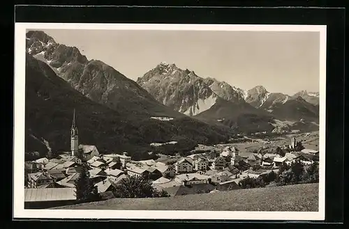 AK Sent, Ortsansicht mit Bergen